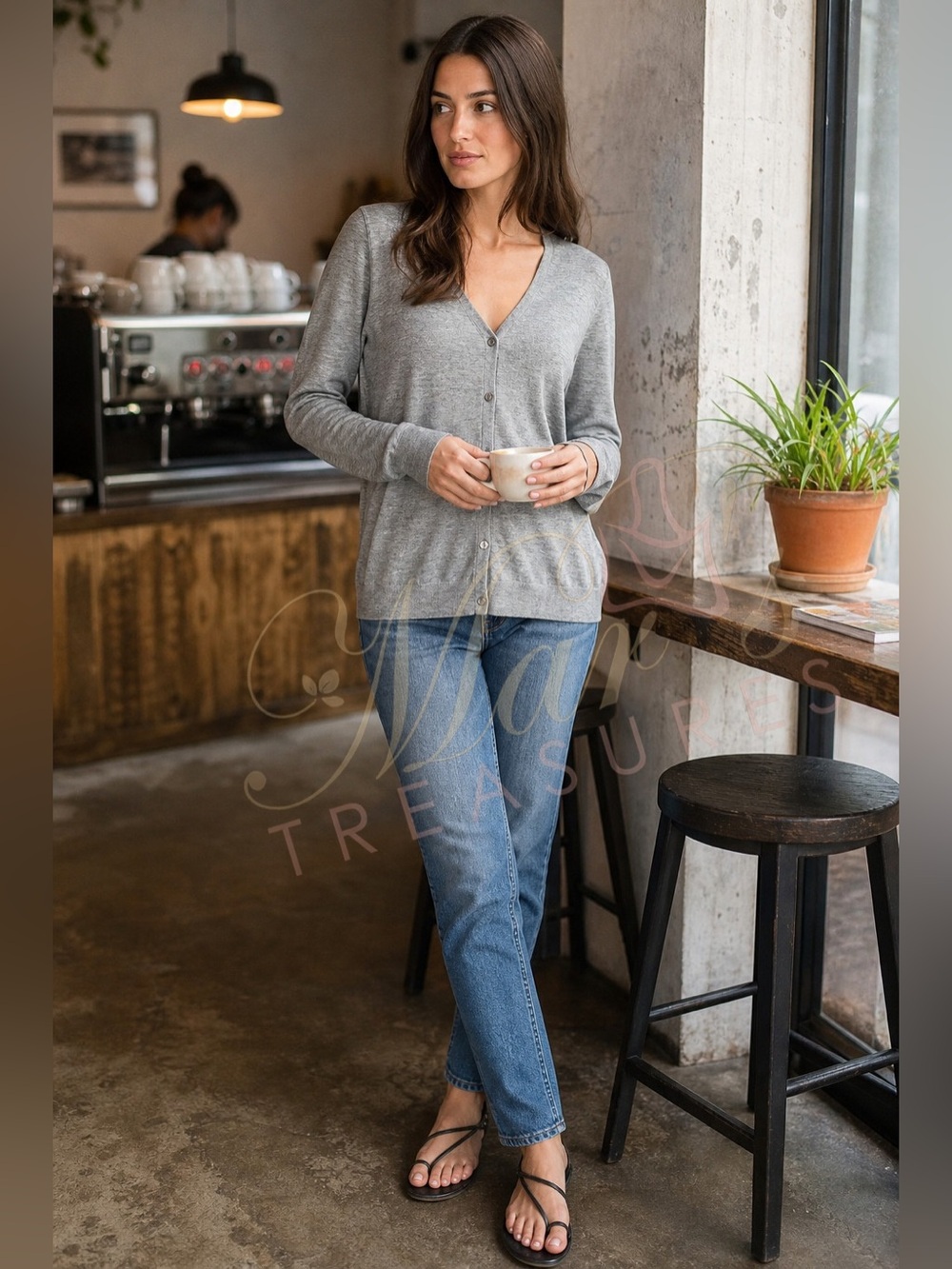 Joie Cashmere Wool Blend Gray Cardigan Size M